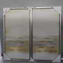 Set of 2 Framed Abstract Coastal Wall Art Paintings, Soft Neutral Tones, Silver Metal Frames
