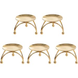 Cabilock 5Pcs Gold Candle Holders, 3In Metal Retro Candlestick Holders Set, Nordic Geometric Taper Pillar Candle Stand for Tabletop Centerpiece Decor, Wedding, Party, Mantle & Holiday Events