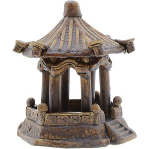 Saim Pavilion Aquarium Decorative Resin Hexagonal Landscape Dcor Fish Tank Decorations Ornaments for Small Fish Shrimp to Swim Hide Play