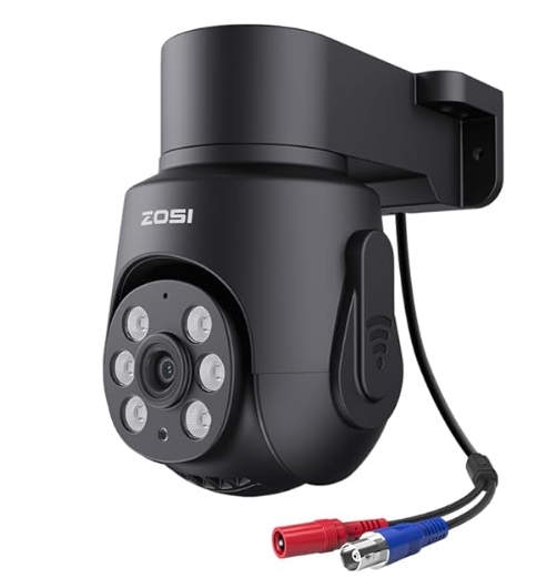 ZOSI 1080p HD-TVI Surveillance Camera Outdoor Indoor, 360° Pan Tilt 2MP Wired Security Weatherproof CCTV Dome Camera with Audio Recording, IR Night Vision, Only Work with Our DVR, 1 Pack