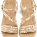 Aomigoct Dressy Womens Sandals Summer: Comfortable Strappy Flats Sandals Women - Casual Walking Woman Shoes