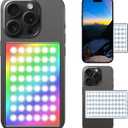 Portable LED Selfie Light Dual Sided Video Conference Lighting with Strong Magnetic Attraction Rechargeable 750mAh, Multipurpose Photography RGB Light for iPhone Phone Webcam Laptop Photo Makeup