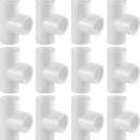 LESSO 12PCS 3/4 Inch Tee PVC Fitting 3 Way Connector, Furniture Grade Corner Fittings for DIY Building Furniture Greenhouse Shed Pipe Fittings Tent Connection (Pack of 12)