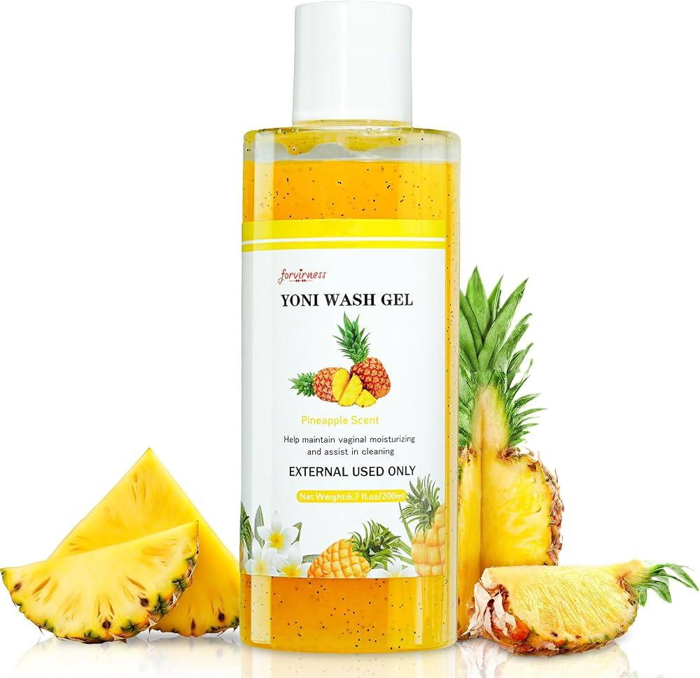 Yoni Wash Feminine Wash for Women PH Balance, Vaginal Wash for Vagina Moisturizing, Summer Feminine Care Intimate gel for Hygiene, Body Wash Shower Gel, Pineapple Scent Intimate shower gel 6.7 fl.oz