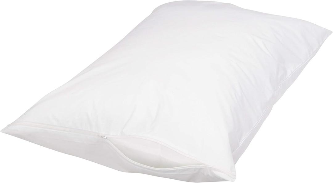 Amazon Basics Queen Size Pillowcase with Zipper, 100% Cotton Hypoallergenic, White (31 x 21 Inches), Pillows Not Included