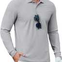 COOFANDY Men's Long Sleeve Polo Shirts Moisture Wicking Golf Shirts Lightweight Athletic Collared Shirt, Small