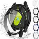 Tensea [5+5Pack for Samsung Galaxy Watch 7 Screen Protector Case 44mm Accessories, Hard PC Bumper/HD Anti-Fog Tempered Glass Protective Film, Face Cover Set, Galaxy Watch 7 Case for Women Men (Clear/Black/Black/Silver/Blue)