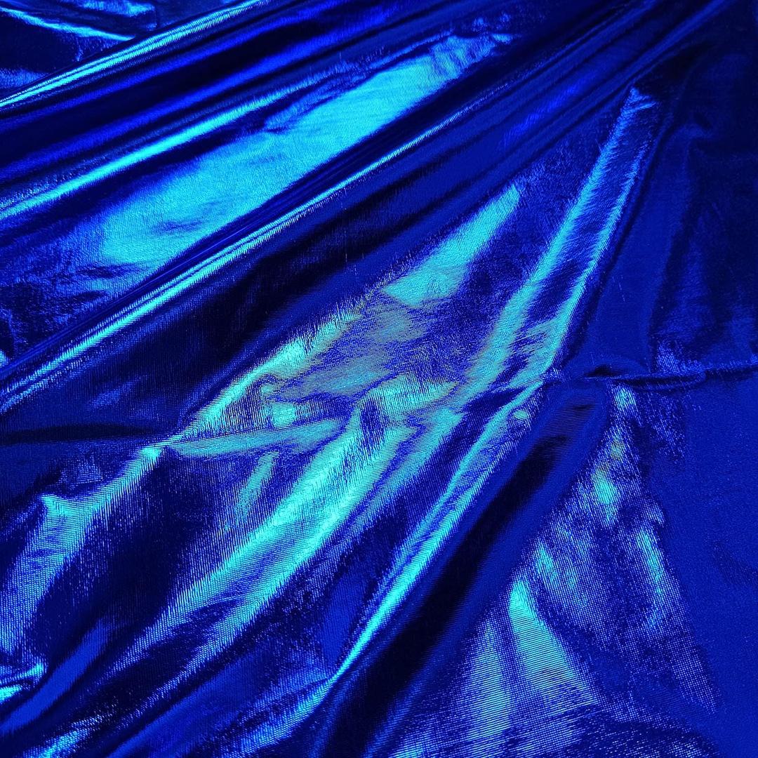 Hologram Metallic Foil Stretch Fabric Width 58 Inches(Royal Blue 2yards)
