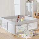 50 x 50 inch Baby Playpen with Mat Small Playpen for Babies and Toddlers Baby Fence Playards (Dark Gray + Mat)