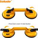 2 Pack Glass Suction Cup,Aluminium Heavy Duty Vacuum Lifter for Moving Glass/Window/Tiles/Mirror/Granite,Double Gripper Sucker Plate,Yellow