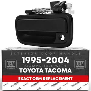 Exterior Front Driver Door Handle Replacement - Compatible with 1995-2004 Toyota Tacoma - Smooth Black, Plastic - OEM 69220-35020, 91319, 79344, TO1310117