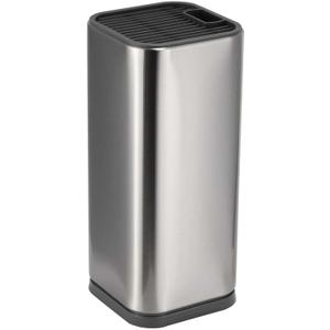 Dura Living Universal Knife Block Holder, Stainless Steel Knife Stand Without Knives, Safe Space Saver Stable Knife Storage with Scissors Slot, Detachable for Easy Cleaning, Kitchen Organizer, Silver (SILVER 4 x 4 x 9)