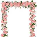 2Pack Artificial Peony Flower Garland - Silk Peony Garland with Pink Flowers for Wedding Party Table Decoration, 6ft/ Strand