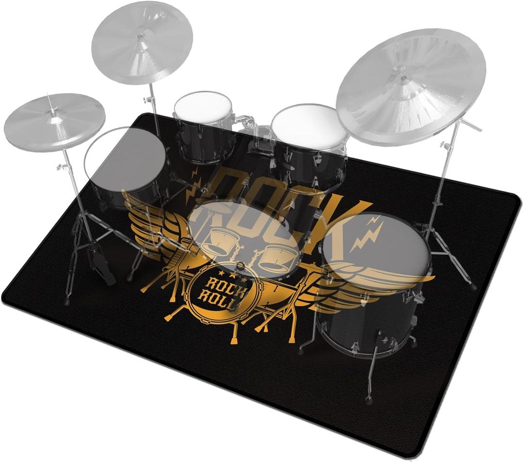 Drum Rug - 6ft x 9ft Soundproof Drum Mat with Non Slip Grip Bottom - Great Gift for Jazz Drummers (Black)