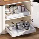 QUYUWU 2 Pack Pull out Cabinet Organizer,Extendable (12"-20") Heavy-Duty Pull-Out Drawers – Secured with Nano Adhesive Tape, Ideal for Cookware Storage, for Kitchen Base Cabinets (21" Dx12-20" W)