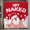 GPGHE Christmas Shower Curtain Funny Santa Decorations Get Naked Holiday Bathroom Curtain with 12 Hooks 71x71 Inch