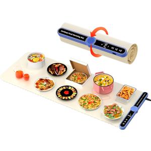 Warming Mat for Food Extra Large (XXL:40X15) Food Warming Mat for Countertop Parties Buffet 650W 8S Fast Even Heating 9-Level Temp Food Warmer Portable Silicone