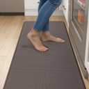 DEXI Kitchen Mat Cushioned Anti Fatigue, Extra Thick Comfort Standing Floor Mats Waterproof, Memory Foam Antifatigue Runner Rug for Desk Office, Sink, Laundry, 48x20, Brown