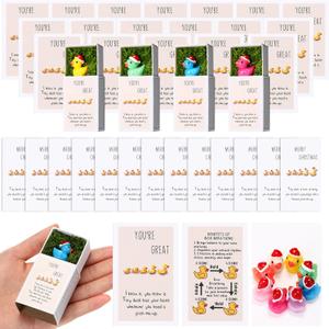 36 Sets Valentines for Coworkers Funny Positive Support Valentines Day Gifts for Appreciation Employee Staff Teacher Team Work Group Offices Presents Mini Duck Emotional Card (Xmas Hat)