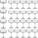Martini Glasses Set of 24,Vintage Champagne Cocktails Glasses,10.5 Ounces Large Clear Ribbed Coupe Drinking Wine Glasses Goblet,Margarita Glasses for Bar,Dessert,Cocktail Glassware Gift Set Luxury