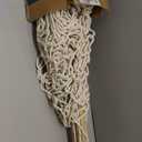 SUNCREAT 2 Person Hammock with Hardwood Spreader Bar, Outdoor Rope Hammock with Polyester Pad, 475 lbs Capacity, Beige (White)