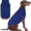 KYEESE Dog Sweater Warm Turtleneck Large Dogs Sweater with Gingham Patchwork Comfy Pet Coat for Fall Winter Cold Weather Soft Pullover Dog Sweaters for Large Dogs (3XL60-80lbs, 6# Blue)