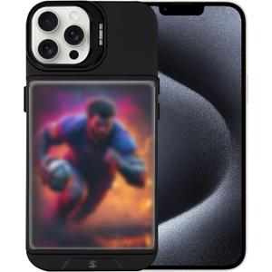 Display Phone Case for iPhone 16 Pro Max Clear Back Card Holder Case with Built-in Kickstand, Includes 5 Protective Card Sleeves, Slim Drop Protection (Black)