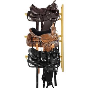 Wall Mounted Horse Saddle Rack, 3-Tier Heavy Duty Western and English Saddle Storage, Equestrian Saddle Stand Holder for Horses Supplies Accessories, Gold