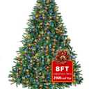 8FT Christmas Tree with Lights,Artificial Christmas Tree with 750 LED Lights and 2168 Branch Tips,Xmas Tree with Foldable Stand Perfect for Indoor&Outdoor,Christmas Decoration for Party by DNKMOR