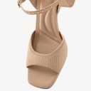 NEWBELLA Women's Chunky Heel Sandals - Open Square Toe Ankle Strap Dress Sandals with Buckle, Comfortable High Heel Slingbacks for Office, Party & Evening Wear