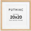 puthiac 20x20 Solid Oak Wood Picture Frame, Fits 16x16 with Mat or 20x20 Without Mat, Wall Display Only, Plexi Front, 1 Pack, Natural Oak