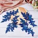 GORGECRAFT 8PCS Sequin Embroidered Lace Patches Leaf Flowers Lace Applique Sewing Floral Fabric Craft Decoration Patches for DIY Clothes Dress Pants Sewing Wedding (Dark Blue)