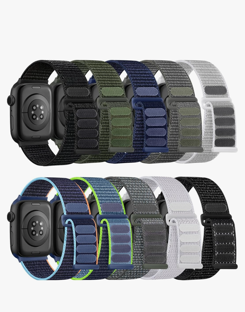 10 Pack Soft Nylon Bands Compatible with Apple Watch for Women Men 49mm/46mm/45mm/44mm/42mm(Series 3/2/1)