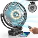 8-inch Clip on Fan - 12000mAh Portable Fan Battery Rechargeable with 3 Speeds and Strong Airflow, USB Fan Small Desk Fan Personal Quiet Fan for Office Stroller Bedroom and Camping.