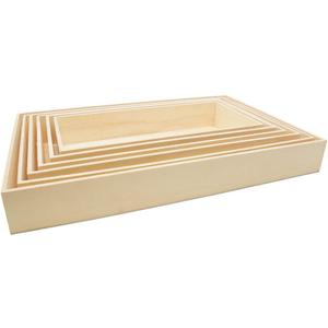 Unfinished Wood Nesting Trays, Set of 6 Wooden Crafting Trays, for Serving, Organizing, DIY Dcor, and Play Tray, by Woodpeckers