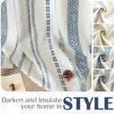 jinchan 100% Blackout Curtains 63 Inches Long for Bedroom, Boho Insulated Curtains Blue Printed on Beige Geometric Drapes Back Tab Rod Pocket Room Darkening Retro Farmhouse Pattern 2 Panels