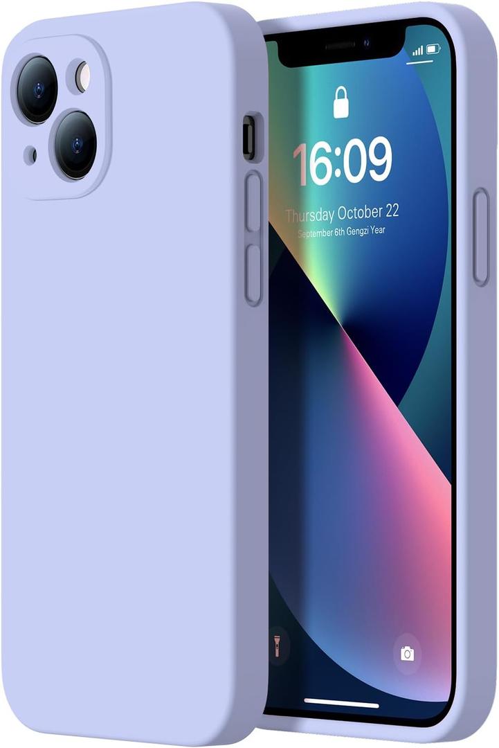 Designed for iPhone 14 Case - Upgraded Camera Protection - Soft Microfiber Lining Inside - Liquid Silicone Shockproof Protective Phone Case 6.1" for Women Girls - Lavender Purple