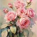 Pink Roses Bloom Paint by Numbers Kit for Adults - DIY Flowers Canvas Painting, Acrylic Paint Set, Suitable for Beginners, for Home Decoration or Presents(8X12IN Framed)