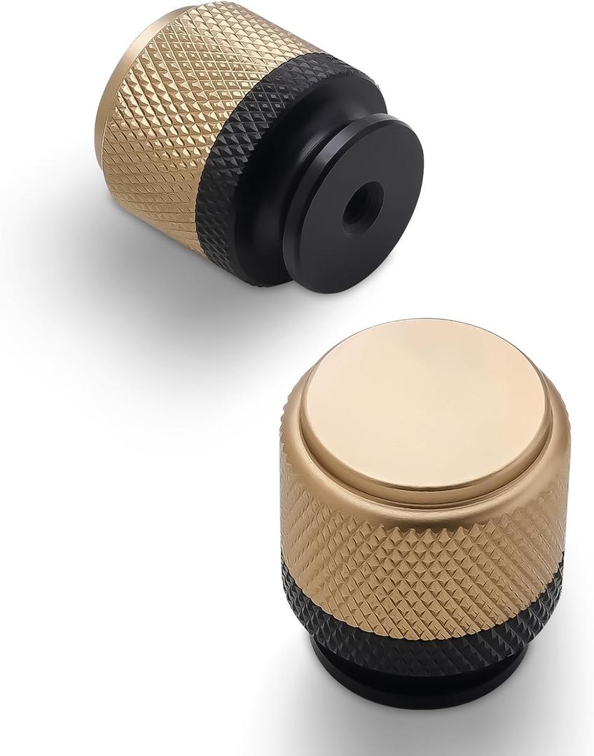 10 Pack Kitchen Cabinet Knobs Matte Black and Champagne Bronze Cabinet Knobs Black Knurled Drawer Knobs Kitchen Hardware Kitchen Handles for Cabinets Cupboard Knobs Drawer Knobs (Single Hole Knob)
