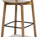 Jennifer Taylor Home Sven 26.5" Modern Minimalist Low Back Wood Counter Stool, Dark Brown Walnut Ash Wood