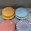 Selamica 10 inch Porcelain Dinner Plates, Large Size Serving Plate for Salad, Pancakes, Steak, Set of 6, Assorted Colors