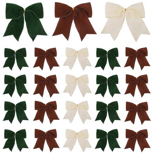 Celltestria 15pcs Christmas Bow Ornament 6 Inch Velvet Xmas Tree Craft Bows Rustic Ribbon Hanging Bows for Christmas Holiday Home Outdoor Indoor Party Wreath Garland Decoration