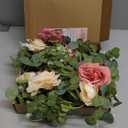 Waipfaru Flower Garland Decorations, 6.07Ft Pink Floral Rose Garland, Artificial Eucalyptus Greenery Vines with Flowers for Wedding Table Runner Centerpieces Backdrop Room Decor (Pink) (1 Pack)