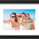 DecorUhome 6x20 Picture Frames Collage Wall Decor, Display 3Pcs 4x6 Photos with Mat or 1Pcs 6x20 Unmatted, 3 4x6 Collage Picture Frames for Wall Mounting, Black