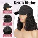HANYUDIE Hat Wig for Women Wig Cap with Curly Hair Extensions Hat with Hair Wave Adjustable Baseball Cap Wigs