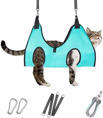 ATESON Cat Grooming Hammock - Dog Grooming Harness with Nail Trimming Feature (XS, 15lb), Dog Sling for Nail Clipping