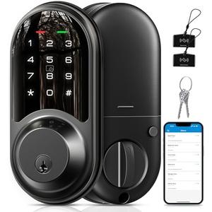 Veise RZ06 Smart Lock for Front Door with App Control, Keyless Entry, Electronic Digital Deadbolt with Touchscreen Keypad Set, Smart Deadbolt, Auto Lock, Easy Installation, Matte Black