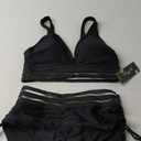 Blooming Jelly Women High Waisted Bikini Sets Tummy Control Swimsuits Color Block Two Piece Drawstring Bathing Suit M