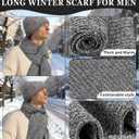 Mens Hat and Gloves Set, Warm Beanie Knit Long Scarf Fleece Lined Winter Hats Touchscreen Gloves for Men (Style A-white Black)