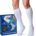 Compression Socks for Women and Men, 15-20mmHg Knee High Support Socks, Lightweight Breathable Travel and Running Socks for Flying, Training, Work and Daily Wear, S-L, 1 Pair